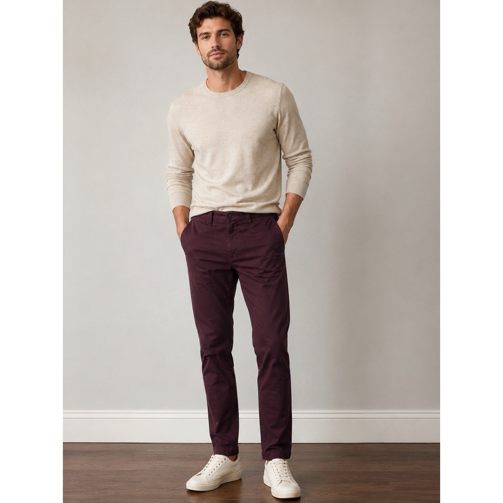 JACHS New York Burgundy Stretch‎ Chino Pants Men's 40X30 Slim Straight NWT
